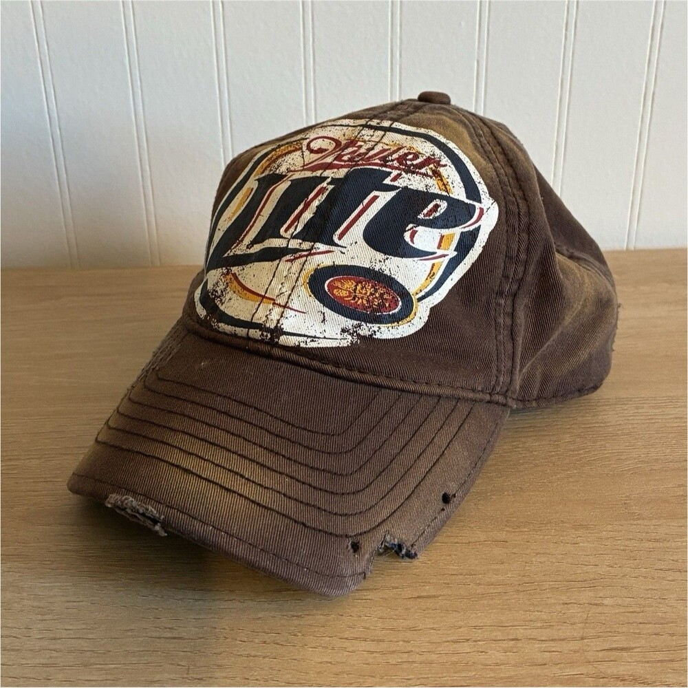 Vintage 2008 Miller Lite Breweriana Distressed Adjustable Hat